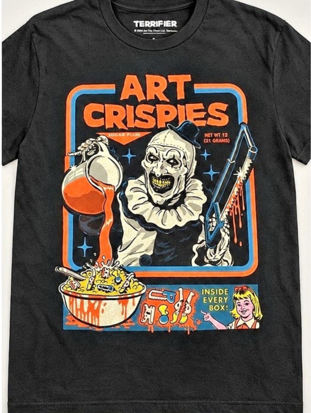 Terrifier Art Crispies Graphic Tee in Black Size Large Like New